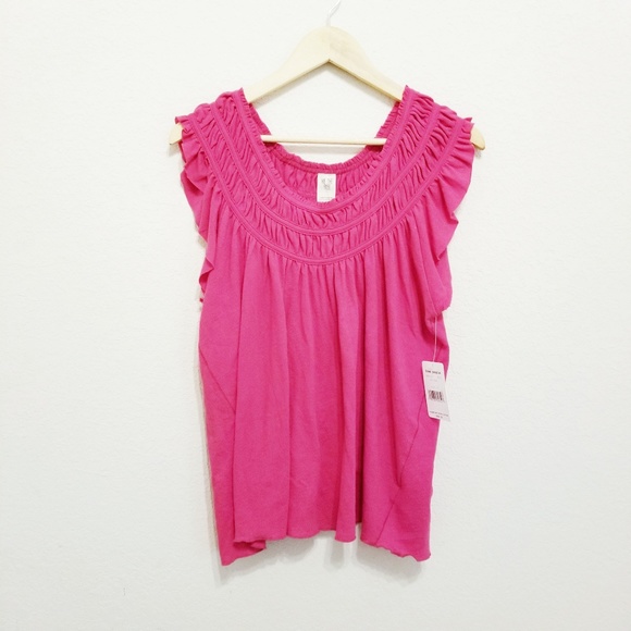Free People Ruffle Gathered Top On/Off Shoulder - Picture 3 of 5